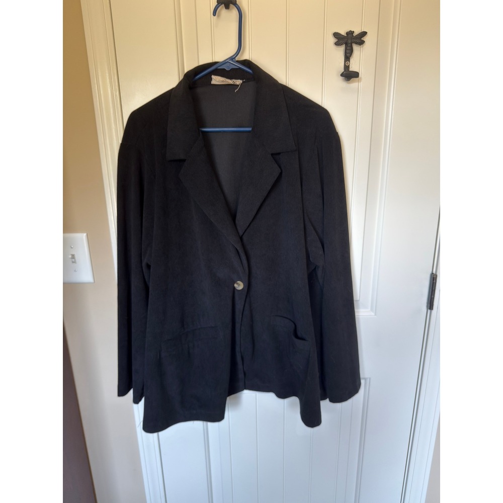 Savanna Jane Black Ribbed Knit Single Button Blazer Jacket 3X PJ10107